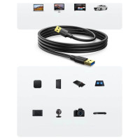 Ugreen US128 10369 USB-A 3.0 / USB-A 3.0 5Gb/s 0.5m cable - black