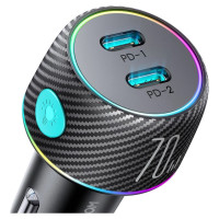 Joyroom 2x USB C 70W car charger with LED backlight Joyroom JR-CCN02 - black