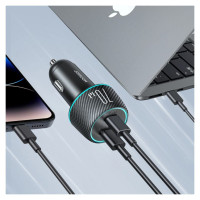 Joyroom 2x USB C 70W car charger with LED backlight Joyroom JR-CCN02 - black