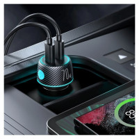 Joyroom 2x USB C 70W car charger with LED backlight Joyroom JR-CCN02 - black