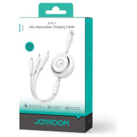 Joyroom Colorful Series S-A40 Cable Retractable 3in1 USB-A - USB-C / Lightning / Micro USB 1m - White