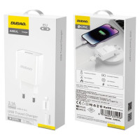 Dudao A4EU USB-A 2.1A wall charger - white + USB-A - Lightning cable