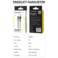 Wozinsky WNBAL2 USB-A / Lightning 2.4A cable 2 m - black