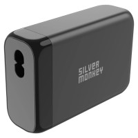 Silver Monkey SMA151 130W GaN charger 3xUSB-C PD USB-A QC 3.0 with detachable power cable - black