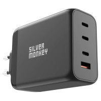 Silver Monkey SMA153 200W GaN charger 3xUSB-C PD USB-A QC 3.0 - black