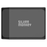 Silver Monkey SMA155 200W GaN charger 3xUSB-C PD USB-A QC 3.0 with detachable power cable - black