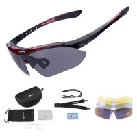 Rockbros 10001 polarizing cycling glasses - black and red