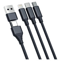 3Mk Protection 3mk Hyper Cable 3in1 USB-A - USB-C / USB-C - micro USB - Lightning 1.5m - black