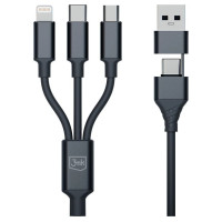 3Mk Protection 3mk Hyper Cable 3in1 USB-A - USB-C / USB-C - micro USB - Lightning 1.5m - black