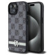 Dkny Leather Checkered Mono Pattern & Printed Stripes Case for iPhone 15/14/13 - Black