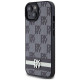 Dkny Leather Checkered Mono Pattern & Printed Stripes Case for iPhone 15/14/13 - Black