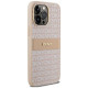 Dkny Leather Mono Stripe & Metal Logo case for iPhone 14 Pro Max - pink