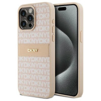 Dkny Leather Mono Stripe & Metal Logo case for iPhone 15 Pro Max - pink