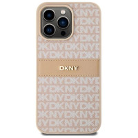 Dkny Leather Mono Stripe & Metal Logo case for iPhone 15 Pro Max - pink