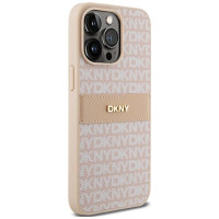 Dkny Leather Mono Stripe & Metal Logo case for iPhone 15 Pro Max - pink