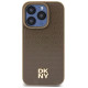 Dkny Leather Monogram Pattern Metal Logo MagSafe Case for iPhone 15 Pro - Brown