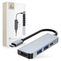 Tech-Protect HUB Tech-Protect V2 4in1 USB-C - USB-A 3.0 / USB-A 2.0 / USB-C / HDMI - gray