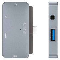 Tech-Protect HUB Tech-Protect V6 4in1 USB-C - USB-A 3.0 / USB-C PD100W / HDMI / mini jack 3.5mm - gray