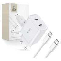 Tech-Protect C20W 2x USB-C PD 20W charger with USB-C / USB-C cable - white