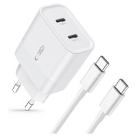 Tech-Protect C20W 2x USB-C PD 20W charger with USB-C / USB-C cable - white