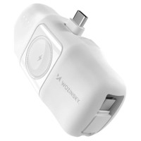 Wozinsky WF16-YCS 5000mAh 15W USB-C Mini Power Bank with Built-in USB-C Cable and Apple Watch Charger - White