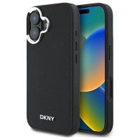 Dkny Plain Silver Logo MagSafe iPhone 16 Case - Black