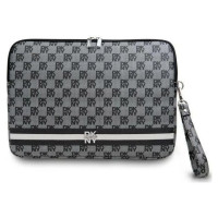 Dkny Sleeve Checkered Pattern Printed Stripes 16" Laptop Case - Black