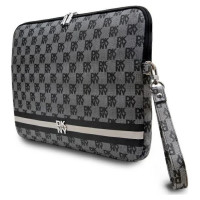 Dkny Sleeve Checkered Pattern Printed Stripes 16" Laptop Case - Black