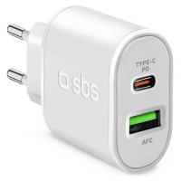 SBS TETRPD20W 20W USB-A USB-C Wall Charger with Power Delivery - White