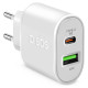 SBS TETRPD20W 20W USB-A USB-C Wall Charger with Power Delivery - White