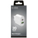 SBS TETRPD20W 20W USB-A USB-C Wall Charger with Power Delivery - White