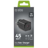 SBS TETRGAN1C45W 45W GaN USB-C Wall Charger with Power Delivery - Black