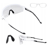 Rockbros Cycling Glasses Photochromic with UV Protection and Corrective Insert - White