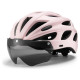 Rockbros Bike Helmet with Visor, Detachable UV Goggles, Detachable Visor, Unisex - Pink