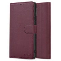 Tech-Protect Wallet Case for Samsung Galaxy S25 - Burgundy