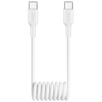 Puro 25W USB-C Spiral Cable - USB-C 1m - White