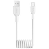 Puro 10W USB-A - USB-C Spiral Cable 1m - White