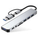 Tech-Protect HB06 HUB Adapter 8in1 TYPE-C + USB2.0 + USB3.0 + SD/TF + AV3.5 - gray
