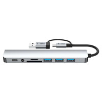 Tech-Protect HB06 HUB Adapter 8in1 TYPE-C + USB2.0 + USB3.0 + SD/TF + AV3.5 - gray