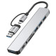 Tech-Protect HB06 HUB Adapter 8in1 TYPE-C + USB2.0 + USB3.0 + SD/TF + AV3.5 - gray
