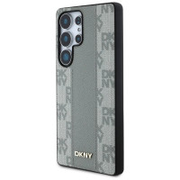 Dkny Leather Checkered Pattern MagSafe Case for Samsung Galaxy S25 Ultra - Gray