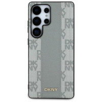 Dkny Leather Checkered Pattern MagSafe Case for Samsung Galaxy S25 Ultra - Gray
