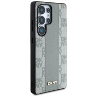 Dkny Leather Checkered Pattern MagSafe Case for Samsung Galaxy S25 Ultra - Gray