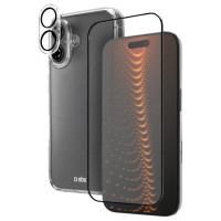 SBS set with D3O technology for iPhone 16 - case + glass screen and camera protector - transparent