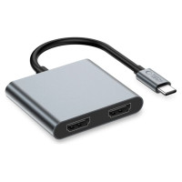 Tech-Protect HB08 4in1 USB-C + USB2.0 + 2 x HDMI 4K 60HZ adapter - gray