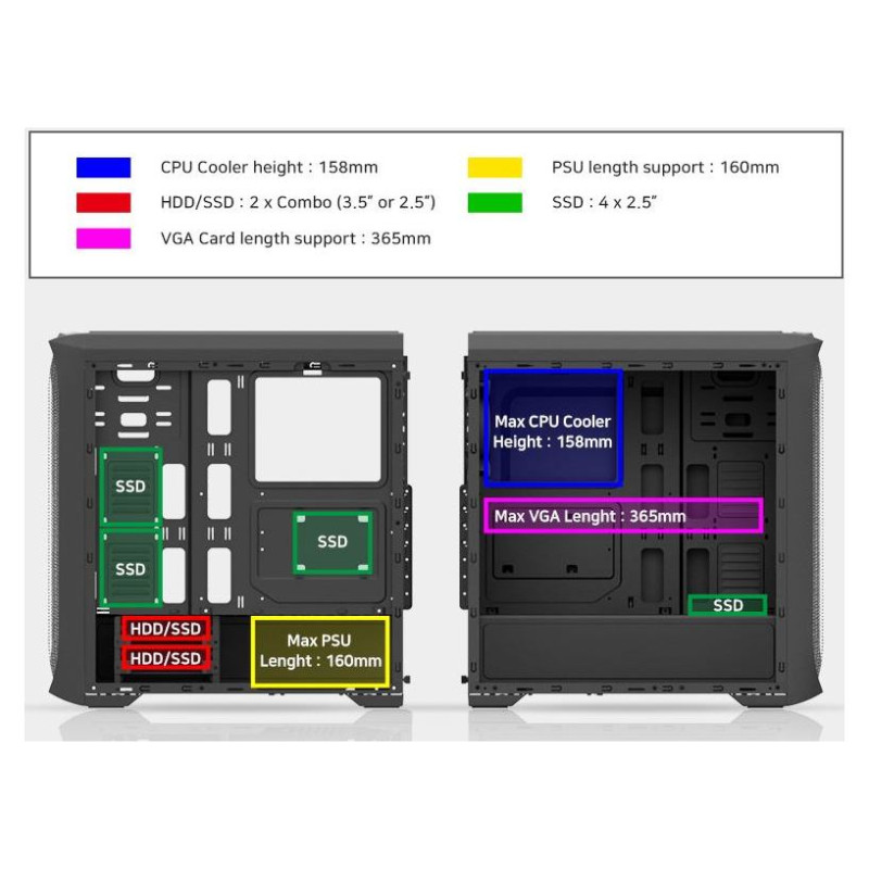 Zalman N5 TF ATX, RGB fan x4, T/G