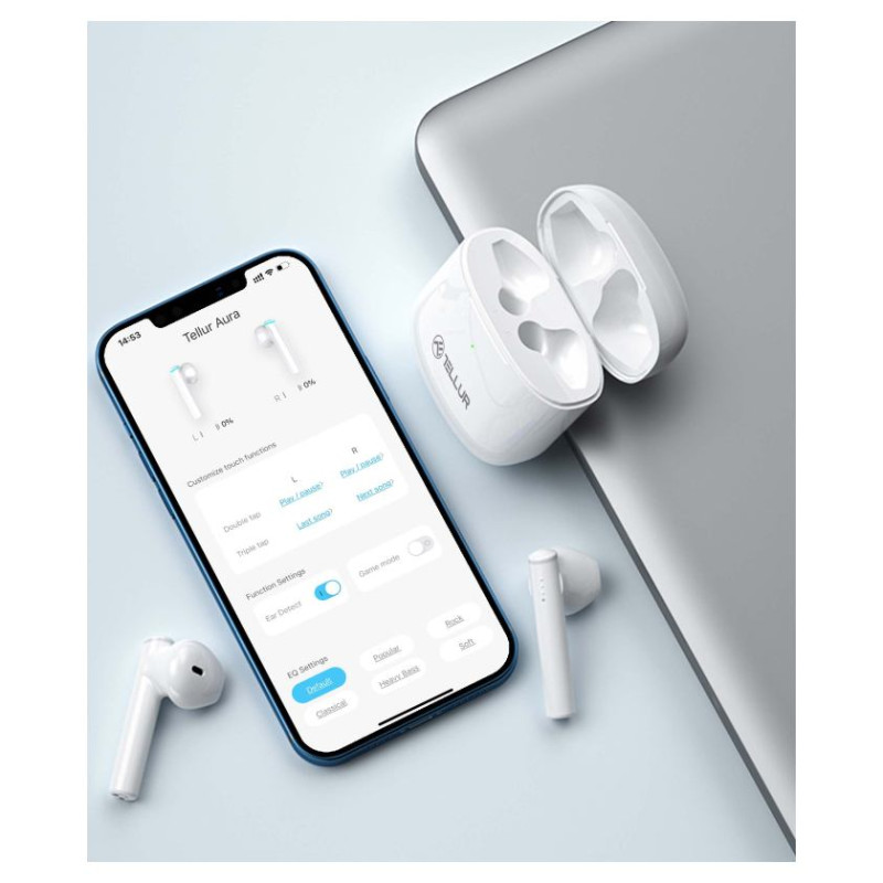 Tellur Aura True Wireless Earphones APP White