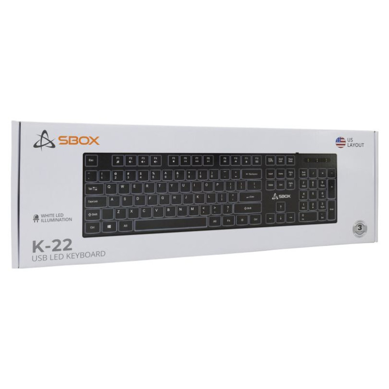 Sbox K-22 Keyboard US Black