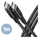 Axagon CABLE USB-C TO USB-C 1M 60W/HQ BLACK BUCM-CM10AB AXAGON
