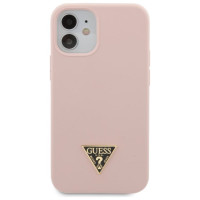 Guess GUHCP12SLSTMLP iPhone 12 mini 5.4" light pink/light pink hardcase Silicone Triangle Logo